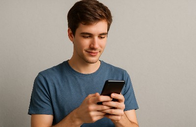 парень и телефон