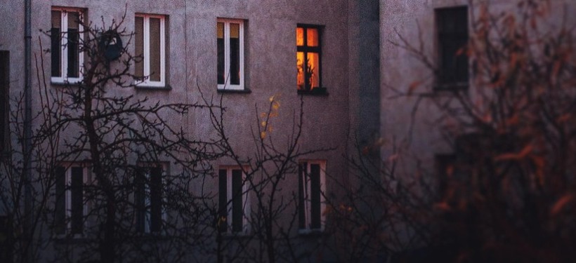 дом, ночь, окна дом, ночь, окна