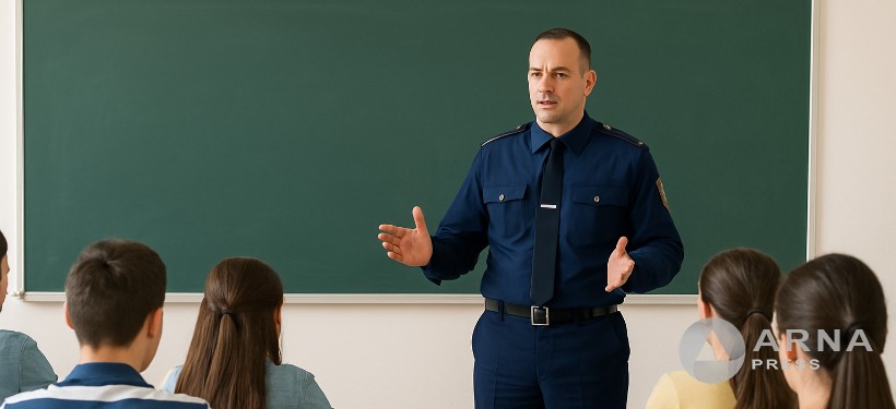 Полицейский, школьники Полицейский, школьники