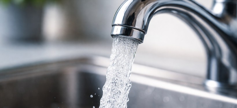 вода течет из-под крана