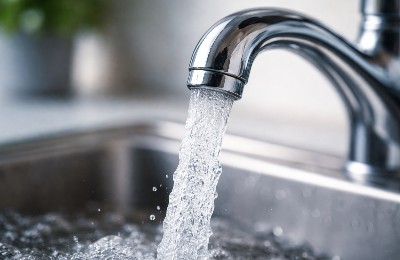 вода течет из-под крана