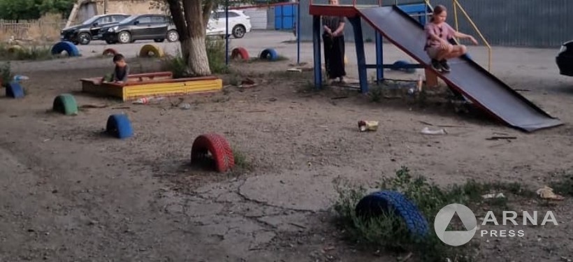 аула, қоқыс, балалар, жарық